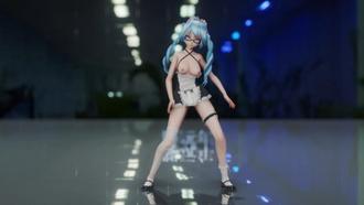 MMD58！白丝眼镜女仆初音沦陷！巨乳骚穴被狂操，猛射出淫水高潮 3D